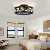 16.5-in Vintage Distressed White Low Profile Ceiling Fan with Remote Control(7-blade)